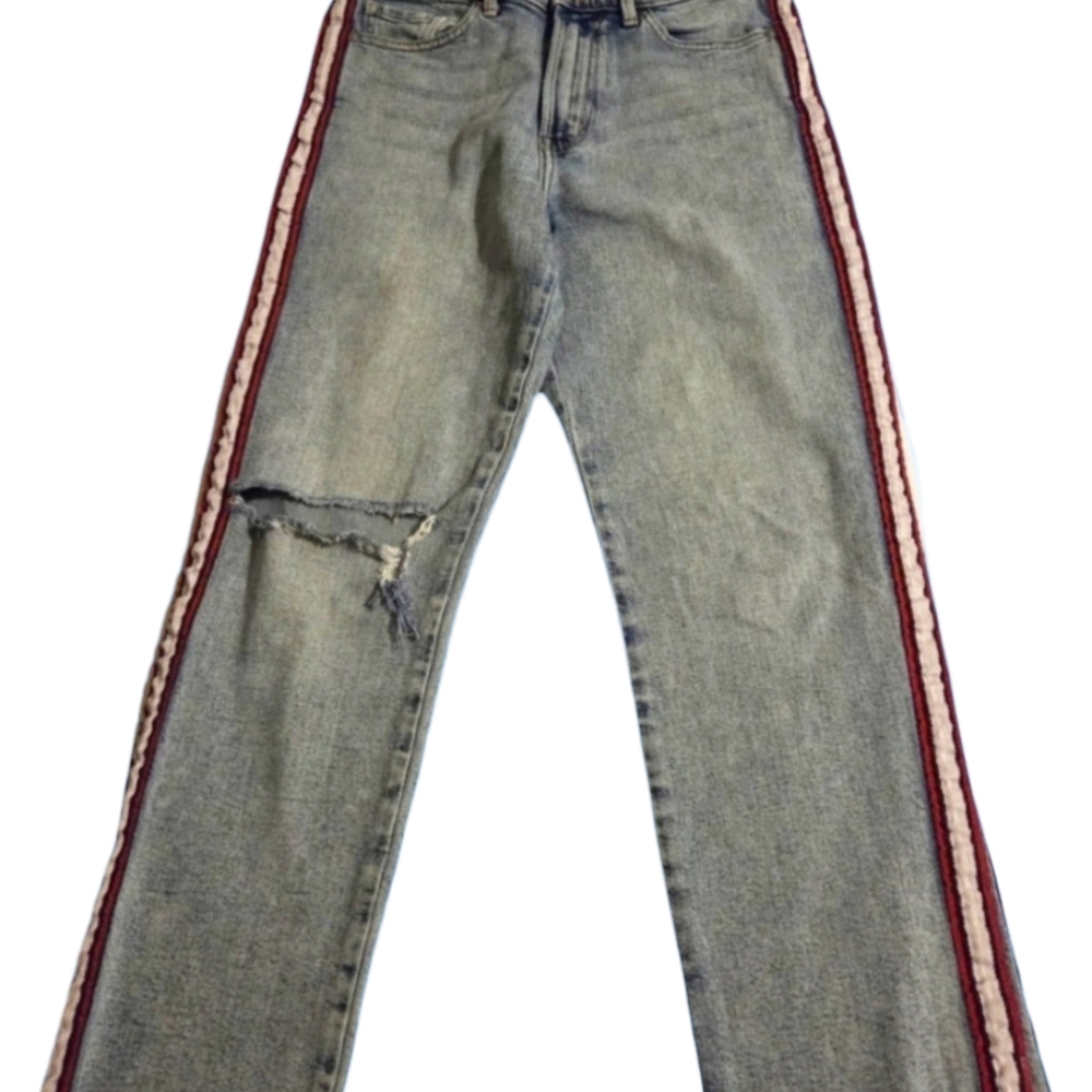 Banana Republic High Rise Straight Jeans‎ Side Stripe Distressed Size 6 - Picture 2 of 7
